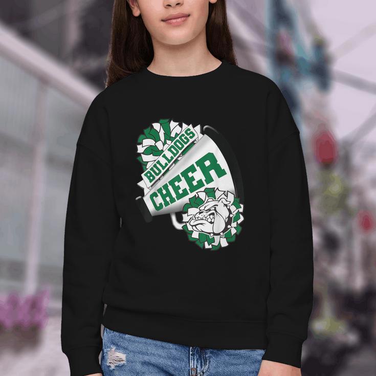 Bulldogs Cheerleading Back To School Cheer Team Spirit Green Youth Crewneck Sweatshirt