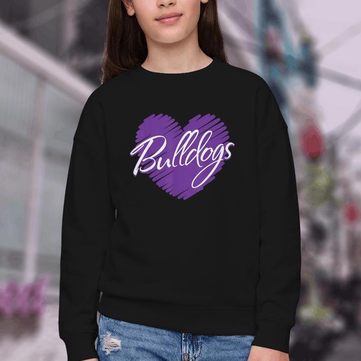 Bulldogs Heart Back To School Spirit P Youth Crewneck Sweatshirt