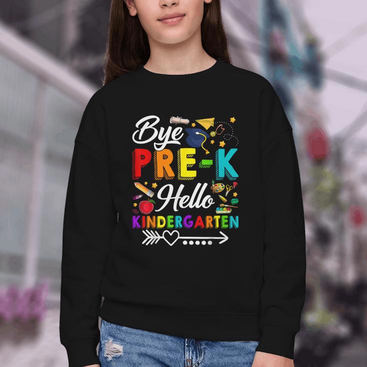 Bye Pre-K Hello Kindergarten Students Pupils Back To School Youth Crewneck Sweatshirt