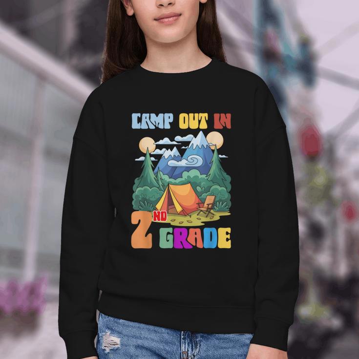 Camp Out In 2nd Grade Back To School For Camping Lover Youth Crewneck Sweatshirt