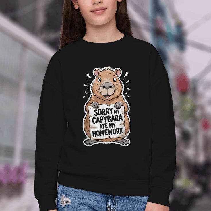 Capybara Ate My Homework Sorry Back To School Animal Youth Crewneck Sweatshirt Capybara Ate My Homework Sorry Back To School Animal Youth Crewneck Sweatshirt