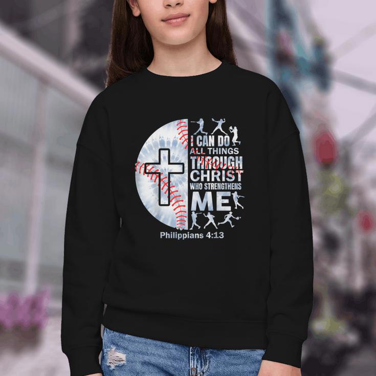 Christian Baseball Men Boy Player Team Religious Philippians Youth Crewneck Sweatshirt