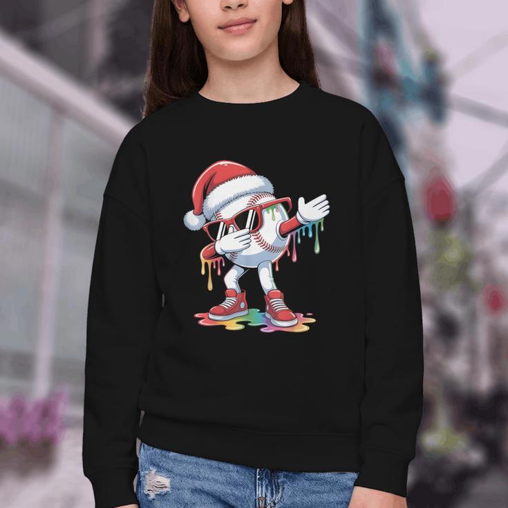 Christmas Baseball Ice Cream Dripping Santa Baseball Drip Youth Crewneck Sweatshirt Christmas Baseball Ice Cream Dripping Santa Baseball Drip Youth Crewneck Sweatshirt
