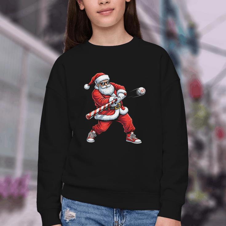Christmas Baseball Player Santa Xmas Boys Men Toddler Youth Crewneck Sweatshirt
