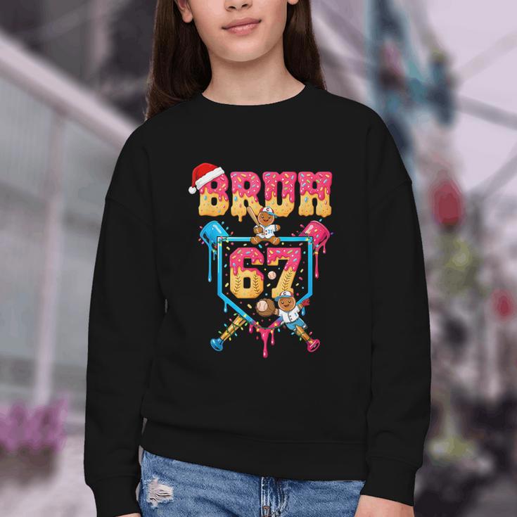 Christmas Gingerbread Bruh 67 Baseball Ice Cream Drip Kids Youth Crewneck Sweatshirt Christmas Gingerbread Bruh 67 Baseball Ice Cream Drip Kids Youth Crewneck Sweatshirt
