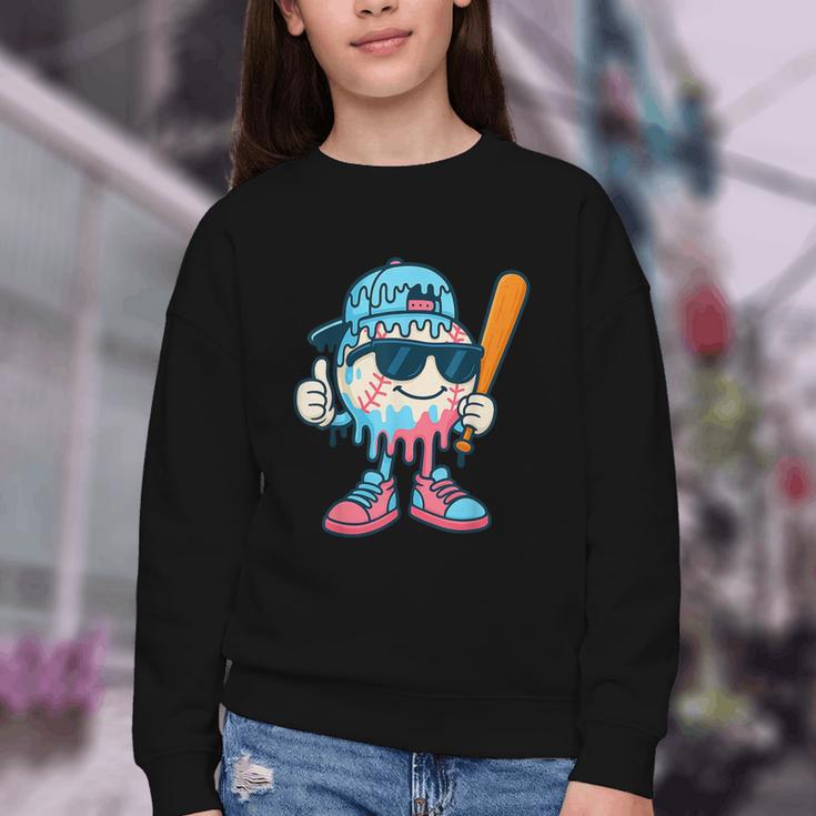 Cool Ice Cream Drip Baseball Drip For Boys Sports Kids Youth Crewneck Sweatshirt Cool Ice Cream Drip Baseball Drip For Boys Sports Kids Youth Crewneck Sweatshirt