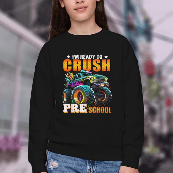 Crush Preschool Monster Truck Back To School Kids Boys Youth Crewneck Sweatshirt Crush Preschool Monster Truck Back To School Kids Boys Youth Crewneck Sweatshirt