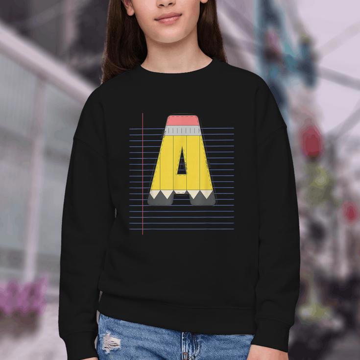 Cute Yellow School Pencil Alphabet Letter A Back To School Youth Crewneck Sweatshirt Cute Yellow School Pencil Alphabet Letter A Back To School Youth Crewneck Sweatshirt
