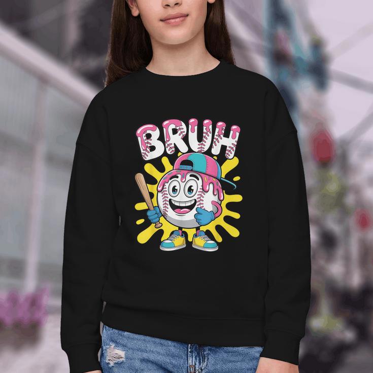 Drip Baseball Boy Youth Kid Ice Cream Dripping Baseball Bruh Youth Crewneck Sweatshirt Drip Baseball Boy Youth Kid Ice Cream Dripping Baseball Bruh Youth Crewneck Sweatshirt