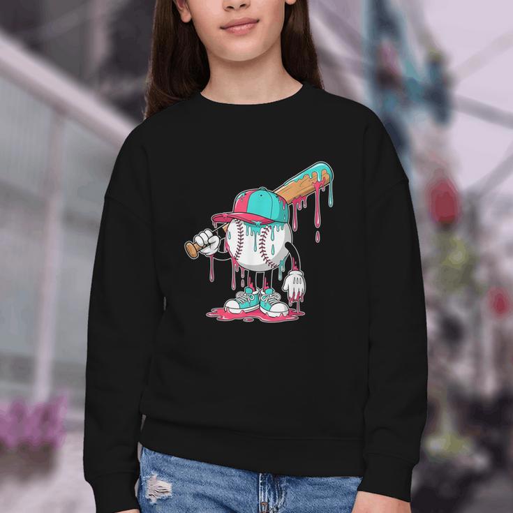 Drip Baseball For Boys Ice Cream Drip Youth Boys Sprinkles Youth Crewneck Sweatshirt