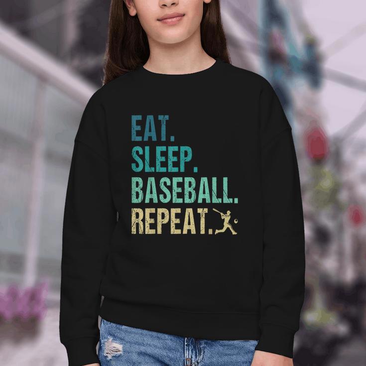 Eat Sleep Baseball Repeat Baseball Player Baseball Youth Crewneck Sweatshirt