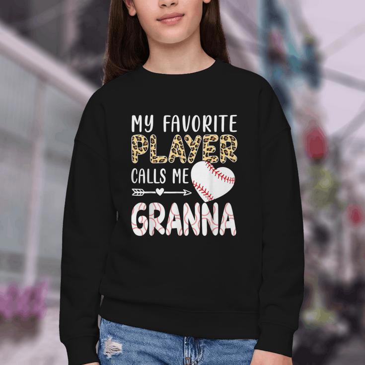 My Favorite Player Calls Me Granna Baseball Leopard Youth Crewneck Sweatshirt My Favorite Player Calls Me Granna Baseball Leopard Youth Crewneck Sweatshirt