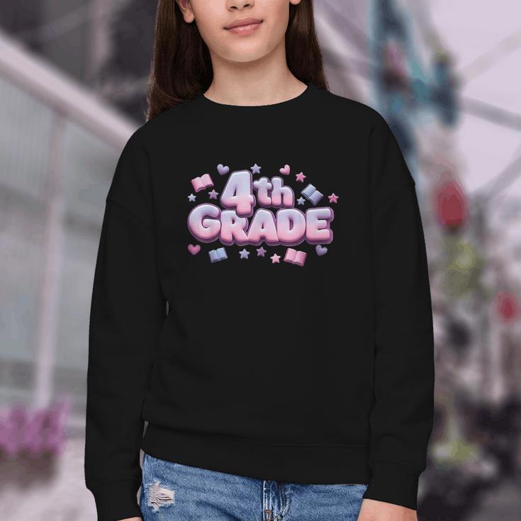 First Day Of 4th Grade Girls Coquette Bow Back To School Youth Crewneck Sweatshirt First Day Of 4th Grade Girls Coquette Bow Back To School Youth Crewneck Sweatshirt