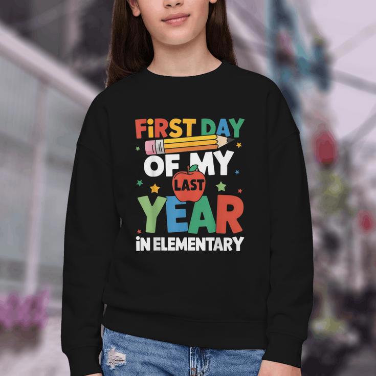 First Day Of My Last Year In Elementary Back To School Youth Crewneck Sweatshirt