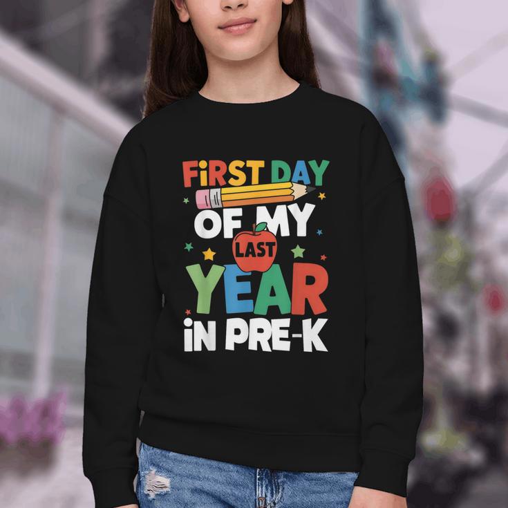First Day Of My Last Year In Pre-k Back To School Youth Crewneck Sweatshirt