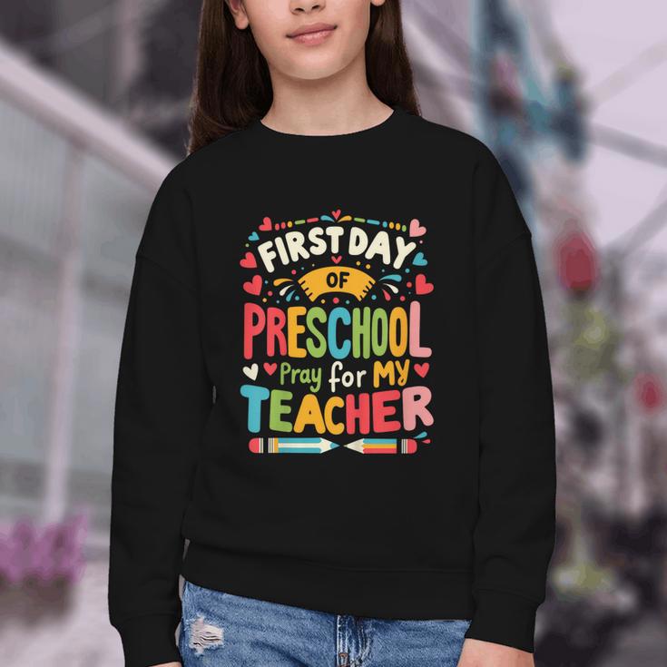 First Day Of Preschool Pre K Student Toddler Back To School Youth Crewneck Sweatshirt First Day Of Preschool Pre K Student Toddler Back To School Youth Crewneck Sweatshirt