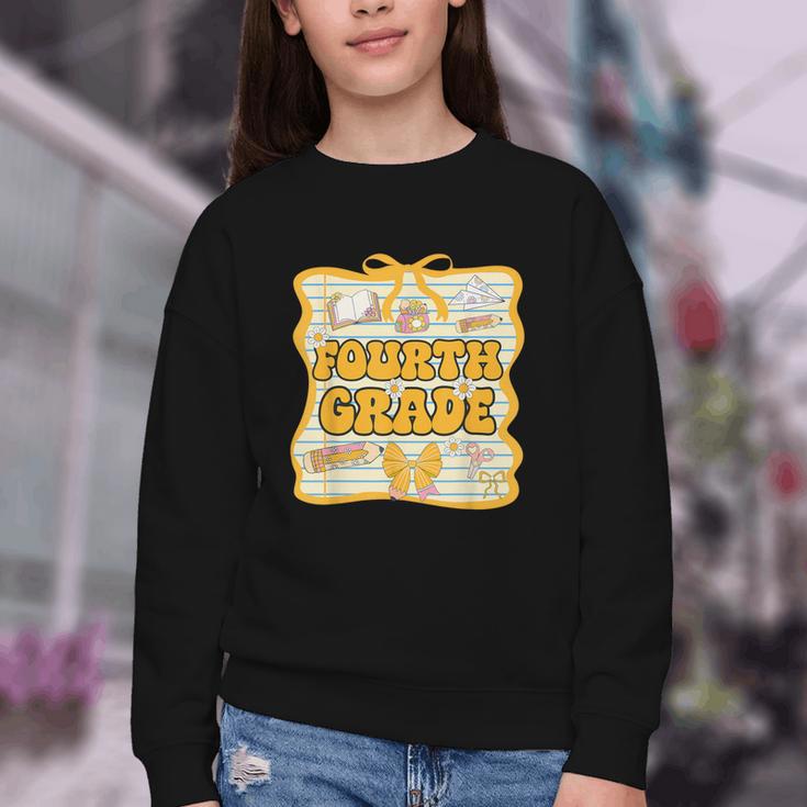 Fourth Grade Back To School Kids Girls Bow 4th Grade Groovy Youth Crewneck Sweatshirt Fourth Grade Back To School Kids Girls Bow 4th Grade Groovy Youth Crewneck Sweatshirt