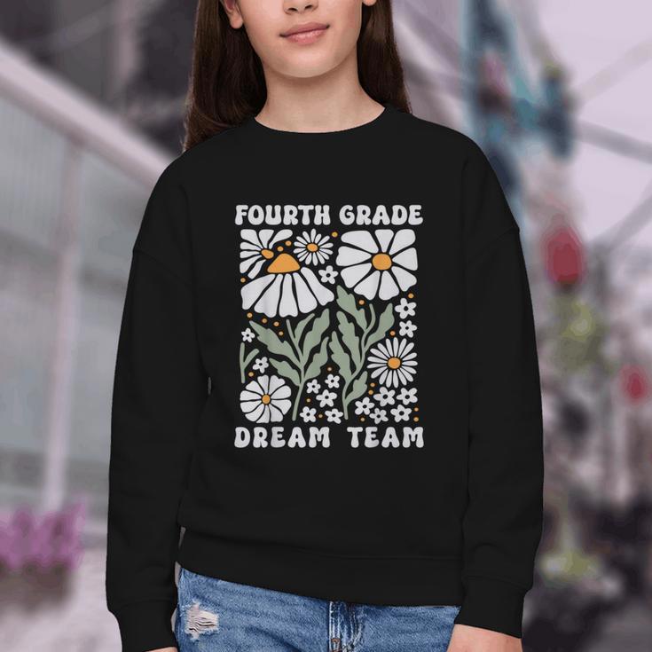 Fourth Grade Dream Team Back To School Boho Flower 4th Grade Youth Crewneck Sweatshirt Fourth Grade Dream Team Back To School Boho Flower 4th Grade Youth Crewneck Sweatshirt
