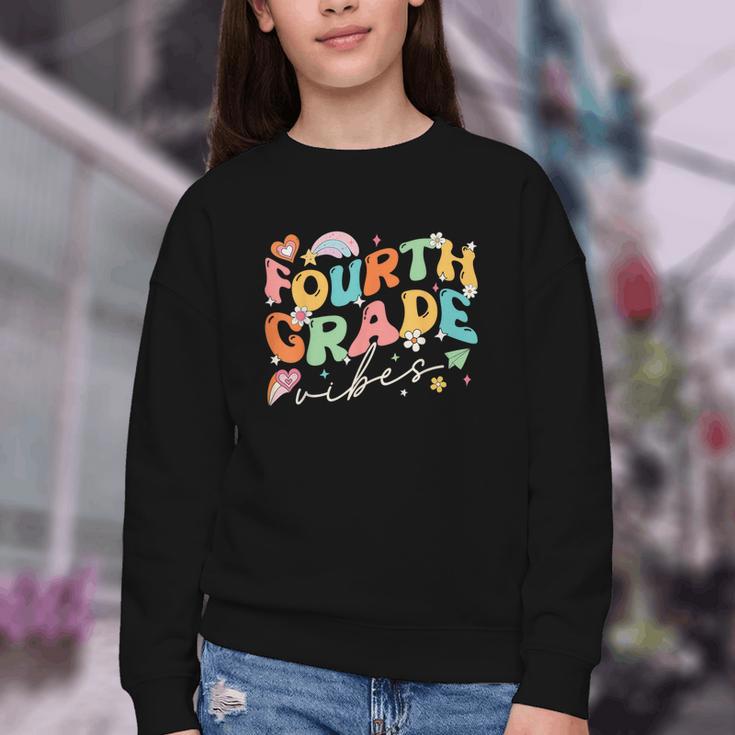 Fourth Grade Vibes 4th Grade Team Groovy Back To School Youth Crewneck Sweatshirt Fourth Grade Vibes 4th Grade Team Groovy Back To School Youth Crewneck Sweatshirt