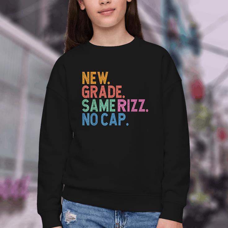 Gen Z Back To School New Grade Same Rizz No Cap Youth Crewneck Sweatshirt Gen Z Back To School New Grade Same Rizz No Cap Youth Crewneck Sweatshirt