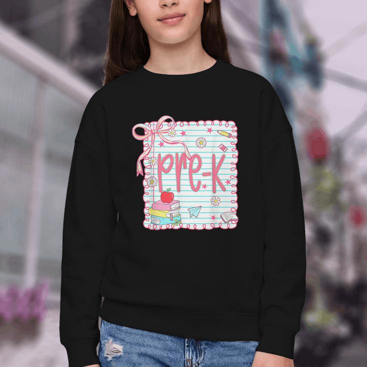 Girls Pre-K Coquette Bow Pink Preppy Back To School Youth Crewneck Sweatshirt Girls Pre-K Coquette Bow Pink Preppy Back To School Youth Crewneck Sweatshirt