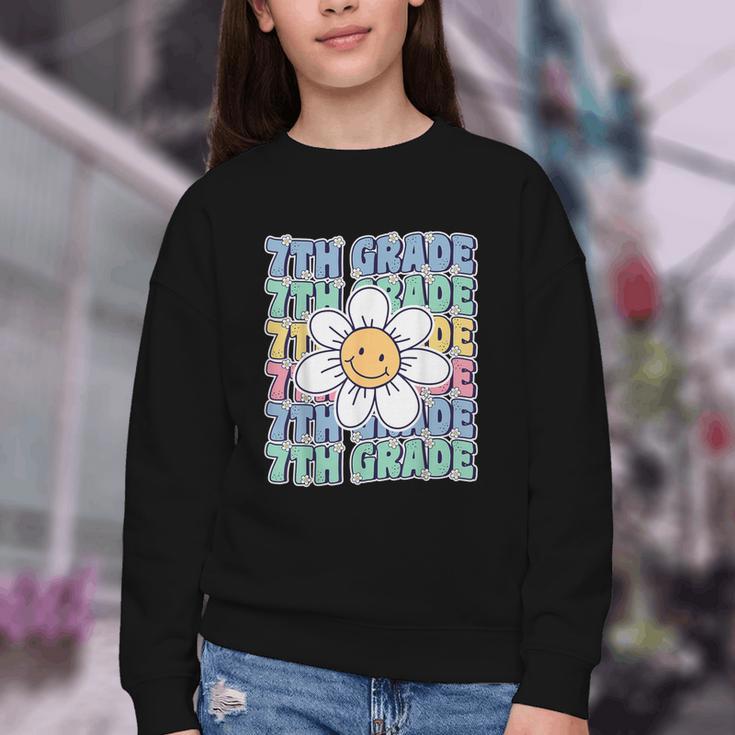 Groovy 7th Grade Back To School First Day Of Seventh Grade Youth Crewneck Sweatshirt Groovy 7th Grade Back To School First Day Of Seventh Grade Youth Crewneck Sweatshirt