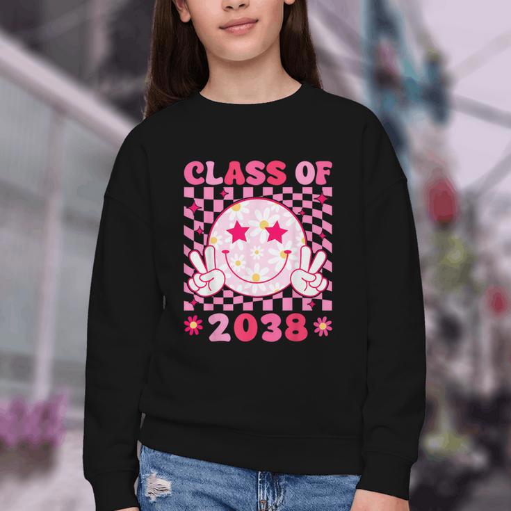 Groovy Class Of 2038 Grow With Me Smile Face Back To School Youth Crewneck Sweatshirt Groovy Class Of 2038 Grow With Me Smile Face Back To School Youth Crewneck Sweatshirt