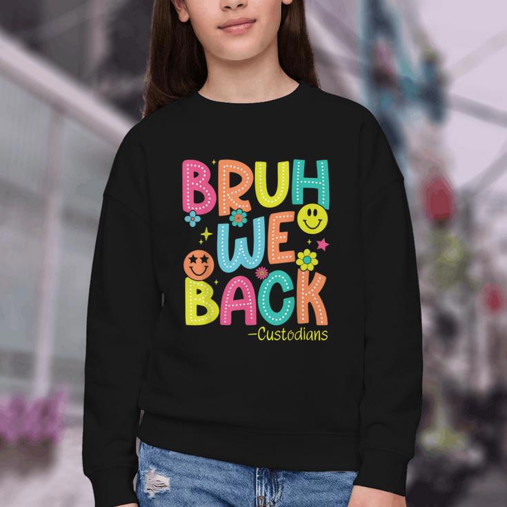 Groovy Custodian Bruh We Back To School Janitor Retro Youth Crewneck Sweatshirt Groovy Custodian Bruh We Back To School Janitor Retro Youth Crewneck Sweatshirt