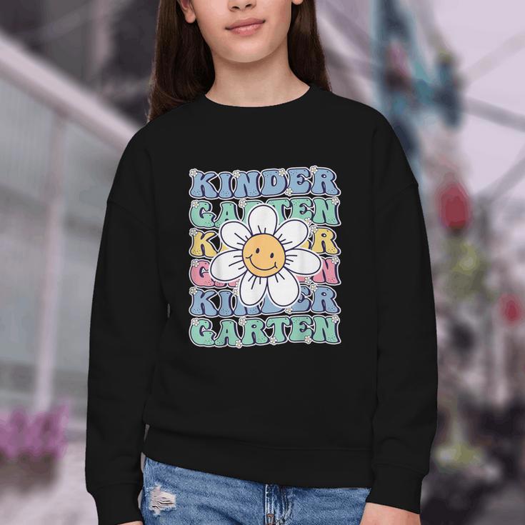 Groovy Kindergarten Back To School First Day Of Kindergarten Youth Crewneck Sweatshirt