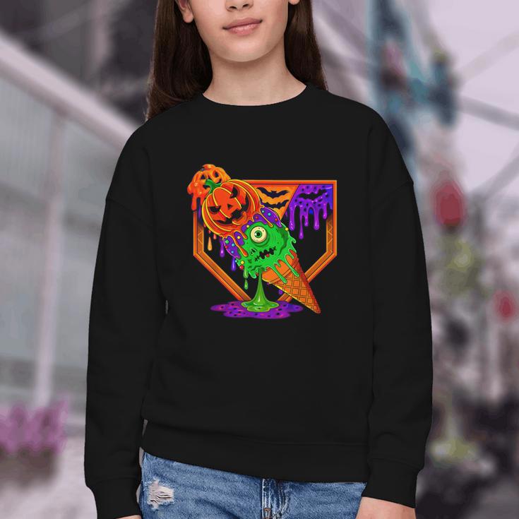 Halloween Baseball Ice Cream Drip Boys Girls Youth Youth Crewneck Sweatshirt Halloween Baseball Ice Cream Drip Boys Girls Youth Youth Crewneck Sweatshirt