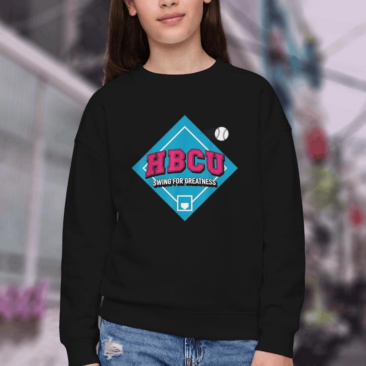HBCU Swing For Greatness Baseball Softball College Apparel Youth Crewneck Sweatshirt