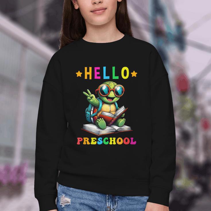 Hello Turtle Lovers From Back To School For Boys And Girls Youth Crewneck Sweatshirt Hello Turtle Lovers From Back To School For Boys And Girls Youth Crewneck Sweatshirt