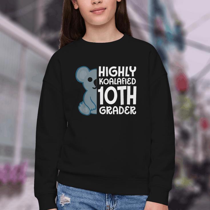 Highly Koalafied 10th Grader Koala Back To School Youth Crewneck Sweatshirt
