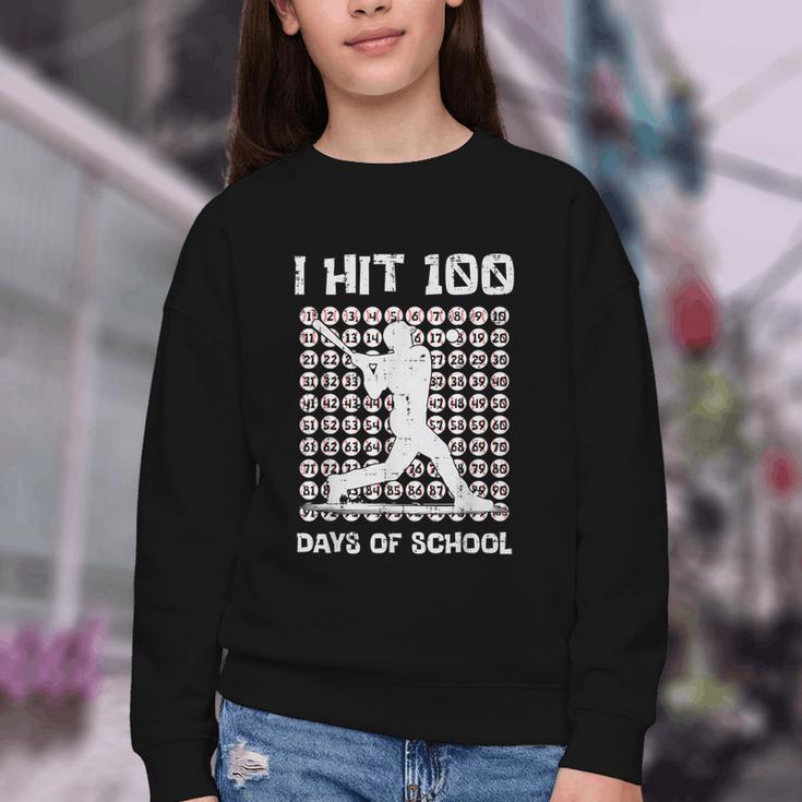 I Hit 100 Days Of School Baseball Player 100th Day Boys Kids Youth Crewneck Sweatshirt I Hit 100 Days Of School Baseball Player 100th Day Boys Kids Youth Crewneck Sweatshirt
