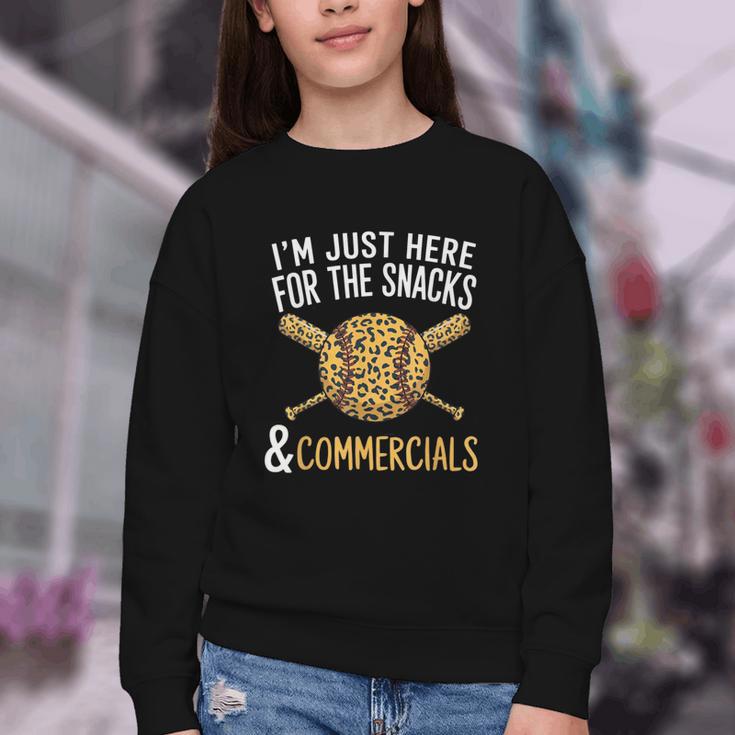 I'm Just Here For The Snacks And Commercials Baseball Youth Crewneck Sweatshirt I'm Just Here For The Snacks And Commercials Baseball Youth Crewneck Sweatshirt