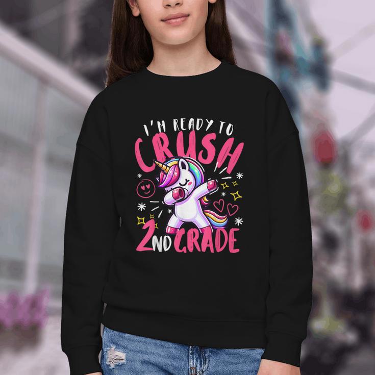 I'm Ready To Crush 2nd Grade Dabbing Unicorn Back To School Youth Crewneck Sweatshirt I'm Ready To Crush 2nd Grade Dabbing Unicorn Back To School Youth Crewneck Sweatshirt