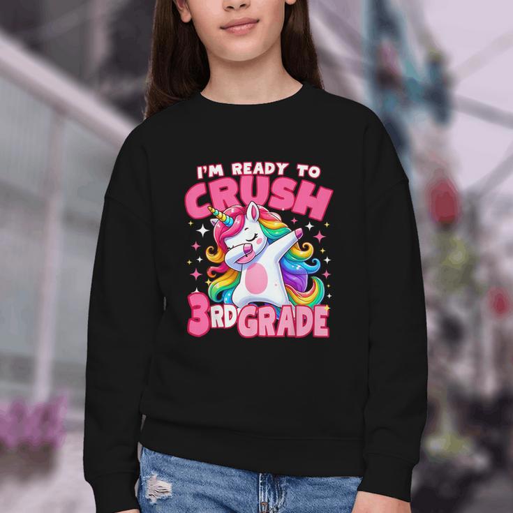 I'm Ready To Crush 3rd Grade Dabbing Unicorn Back To School Youth Crewneck Sweatshirt