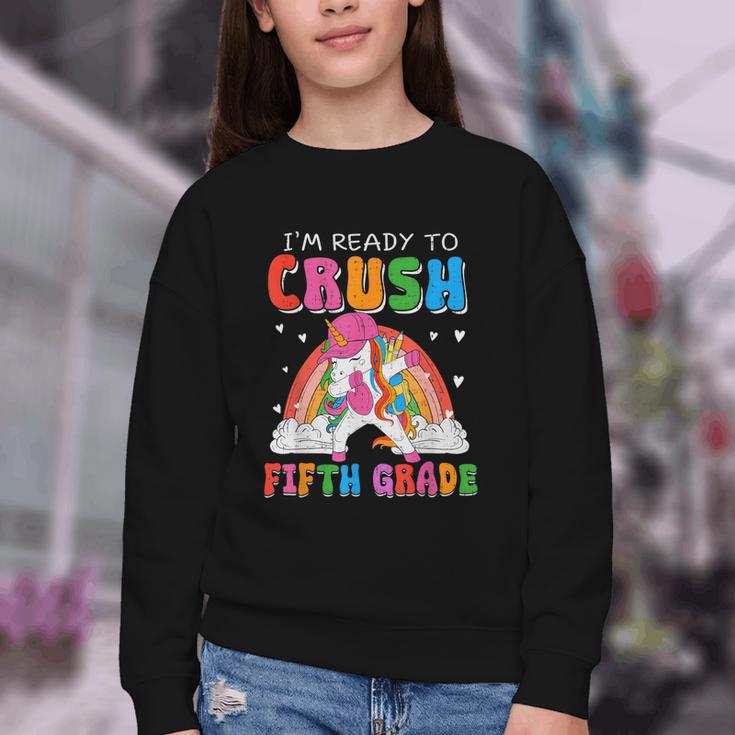 I'm Ready To Crush Fifth Grade Unicorn Back To School Girl Youth Crewneck Sweatshirt I'm Ready To Crush Fifth Grade Unicorn Back To School Girl Youth Crewneck Sweatshirt