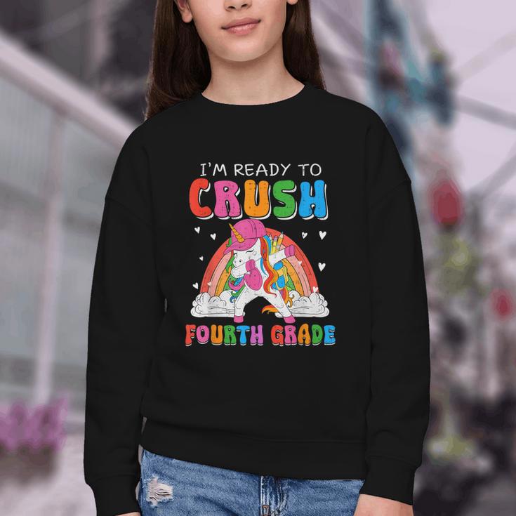 I'm Ready To Crush Fourth Grade Unicorn Back To School Girls Youth Crewneck Sweatshirt