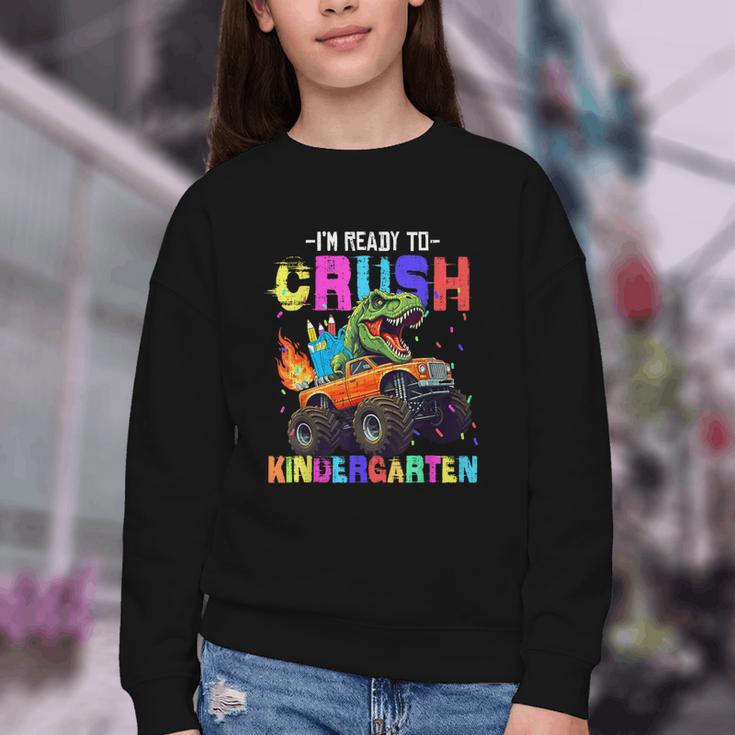 I'm Ready To Crush Kindergarten Dinosaur Dino Back To School Youth Crewneck Sweatshirt I'm Ready To Crush Kindergarten Dinosaur Dino Back To School Youth Crewneck Sweatshirt
