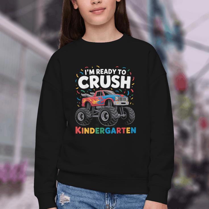 I'm Ready To Crush Kindergarten Monster Truck Back To School Youth Crewneck Sweatshirt I'm Ready To Crush Kindergarten Monster Truck Back To School Youth Crewneck Sweatshirt