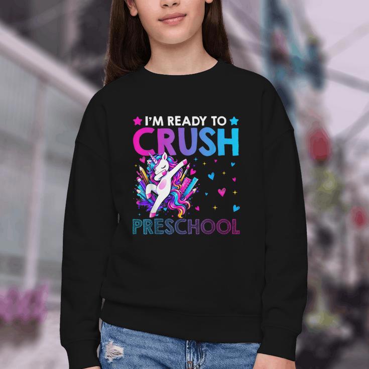 I'm Ready To Crush Preschool Dabbing Unicorn Back To School Youth Crewneck Sweatshirt I'm Ready To Crush Preschool Dabbing Unicorn Back To School Youth Crewneck Sweatshirt