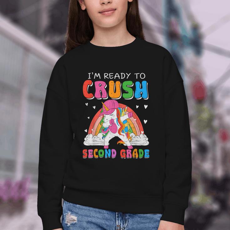 I'm Ready To Crush Second Grade Unicorn Back To School Girls Youth Crewneck Sweatshirt I'm Ready To Crush Second Grade Unicorn Back To School Girls Youth Crewneck Sweatshirt