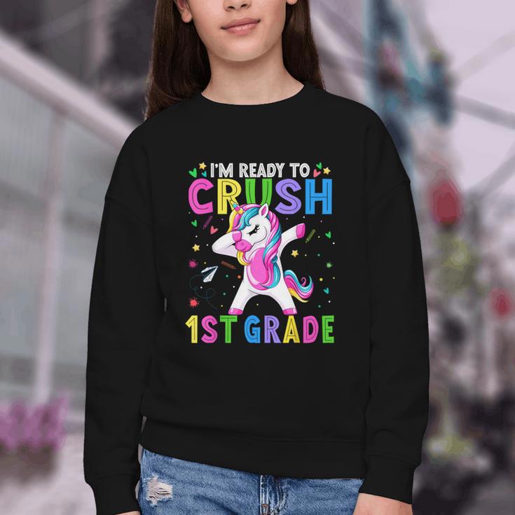 I'm Ready For First Grade Back To School 1st Grade Girls Youth Crewneck Sweatshirt I'm Ready For First Grade Back To School 1st Grade Girls Youth Crewneck Sweatshirt