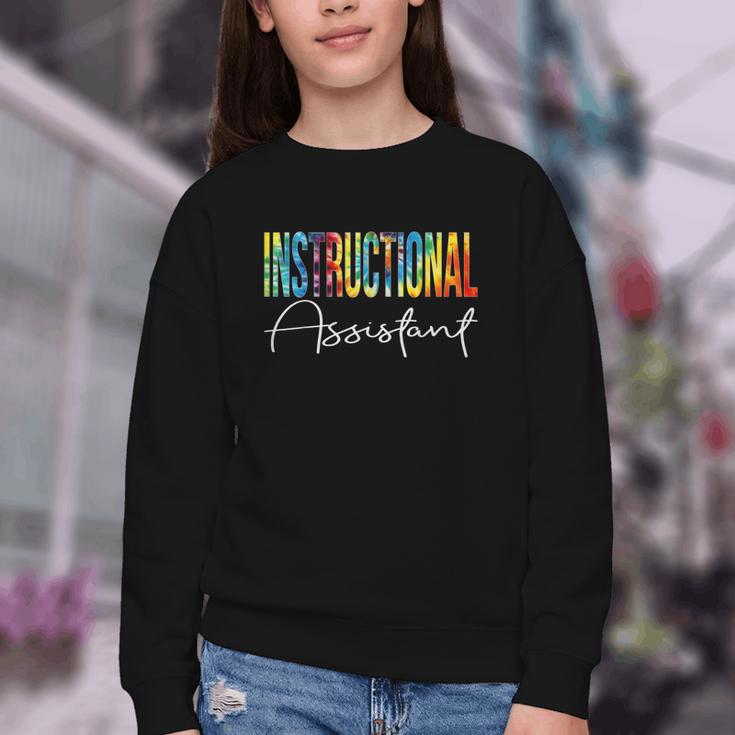 Instructional Assistant Tie Dye Back To School For Work Youth Crewneck Sweatshirt Instructional Assistant Tie Dye Back To School For Work Youth Crewneck Sweatshirt