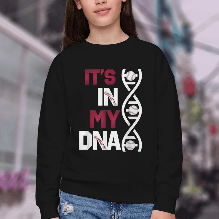 ITS In My DNA Baseball Sport Player Saying Youth Crewneck Sweatshirt