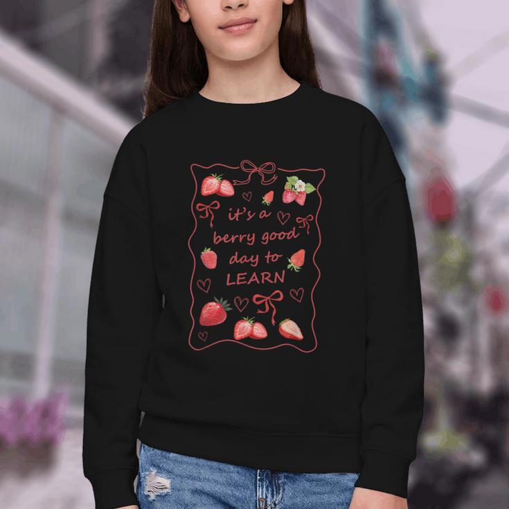It's a Good Day To Learn Strawberry Back To School Youth Crewneck Sweatshirt