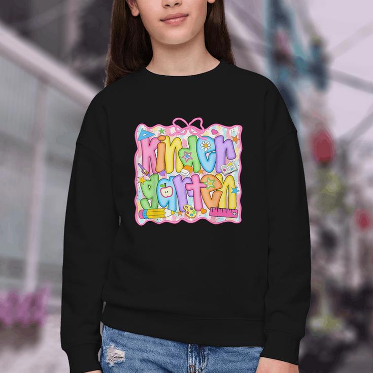 Kindergarten Coquette Bow Back To School Kinder Girl Kids Youth Crewneck Sweatshirt Kindergarten Coquette Bow Back To School Kinder Girl Kids Youth Crewneck Sweatshirt
