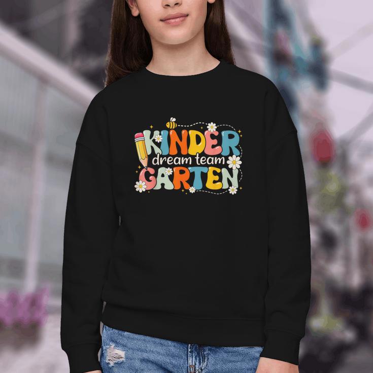 Kindergarten Dream Team Groovy Retro Children Back To School Youth Crewneck Sweatshirt Kindergarten Dream Team Groovy Retro Children Back To School Youth Crewneck Sweatshirt