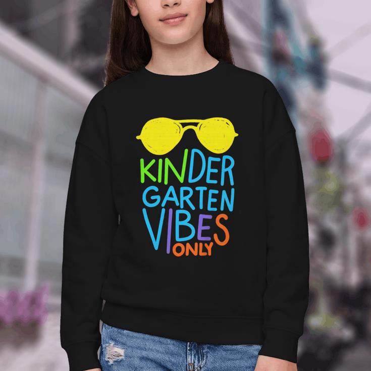 Kindergarten Vibes Only Glow Sunglasses Back To School Youth Crewneck Sweatshirt Kindergarten Vibes Only Glow Sunglasses Back To School Youth Crewneck Sweatshirt